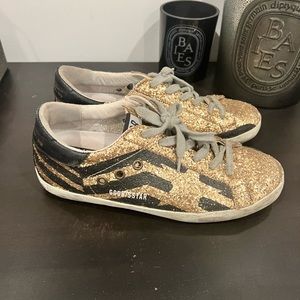 GLITTER GOLDEN GOOSE SUPERSTAR SNEAKERS SIZE 37